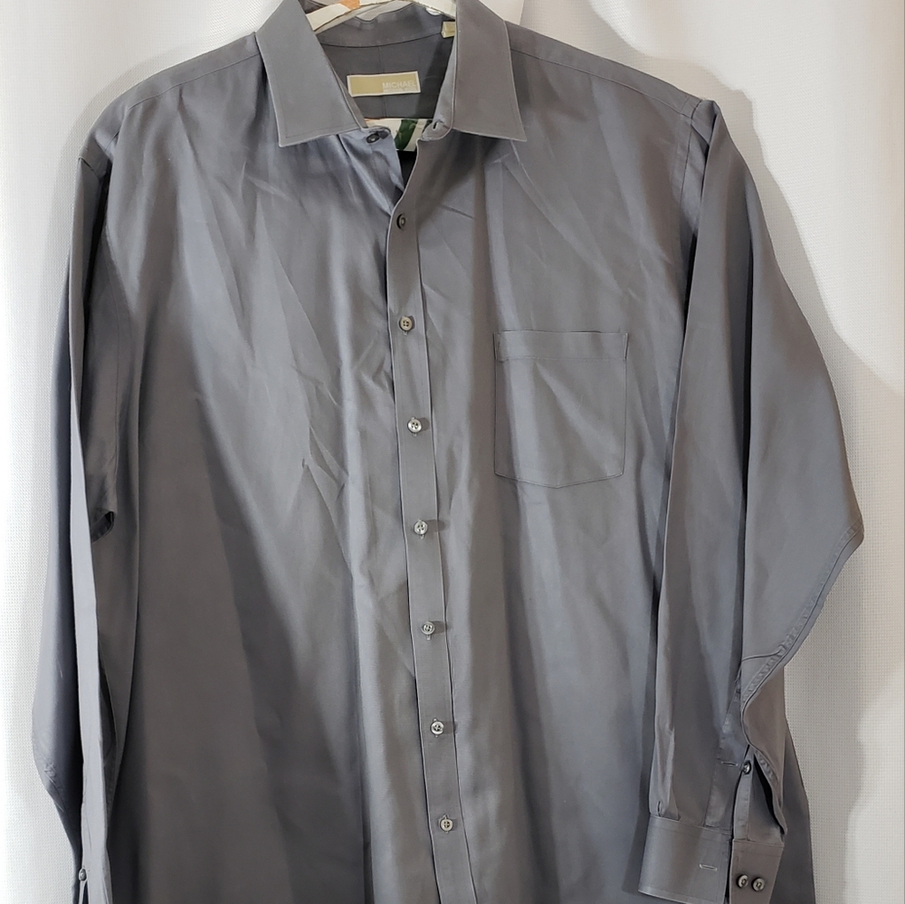 Michael Kors Gray Dress Shirt 19 38/39 Tall